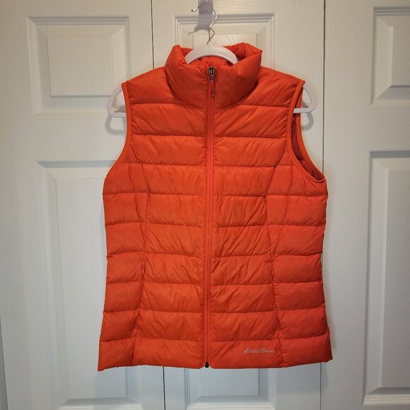 EDDIE BAUER ORANGE DOWN FEATHER PUFFER VEST - Picture 10 of 13
